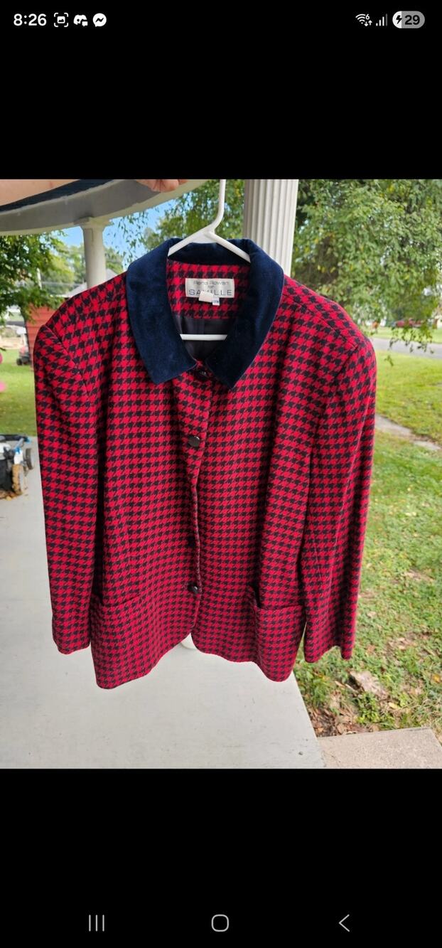 Rena Rowan Vintage for Saville Red/Black Houndstooth jacket 20W